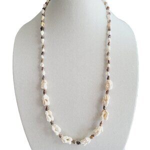 Nautical Beachy Infinity Style Shell Necklace Bohemian Natural Coastal Costume